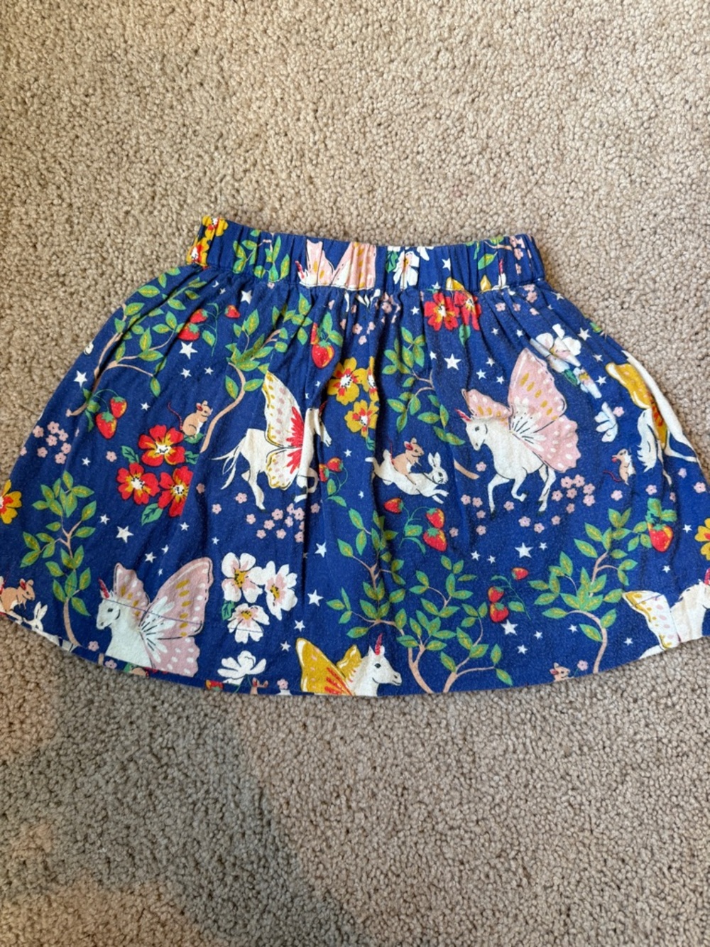 Mini Boden Blue Floral & Unicorn Print Skirt